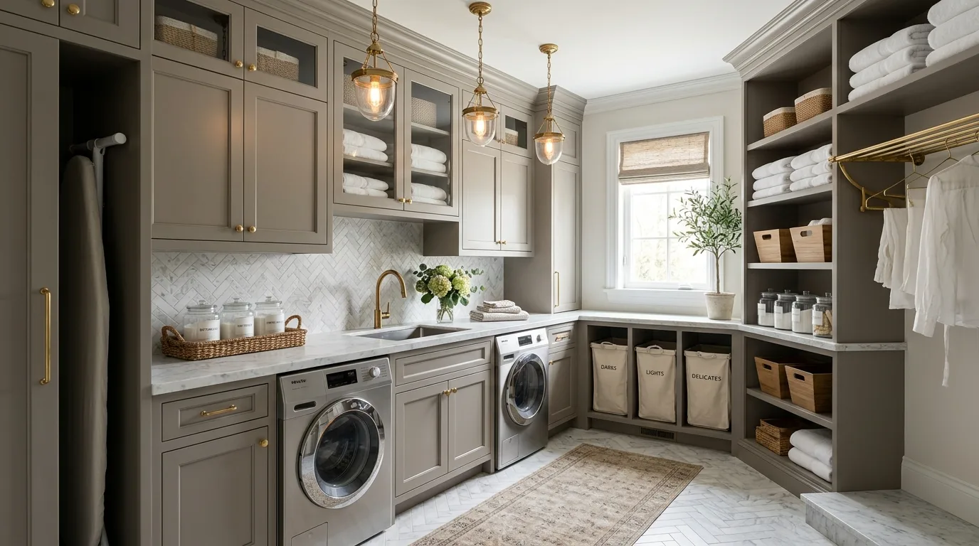 Bring in light colors to open the room inspiration for a laundry room.